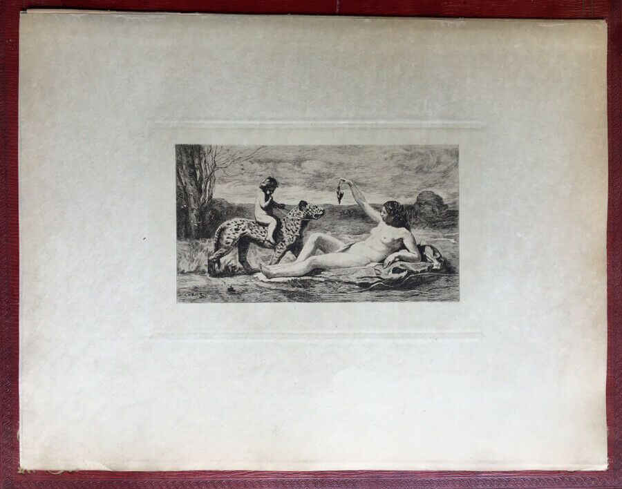 After Corot — The Hunt — etching by Duvivier — rare print on Japan — 1897