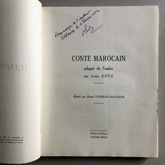 Léon Entz — Hamou le malin — ill. Raoul Perrin-Houdon — autograph dedication — 1946.