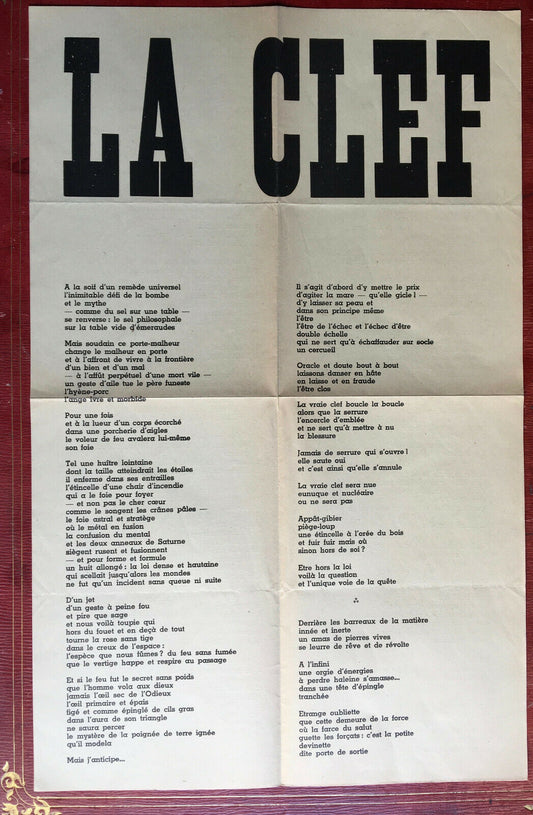 Gherasim Luca — La Clef — original edition — 1960.