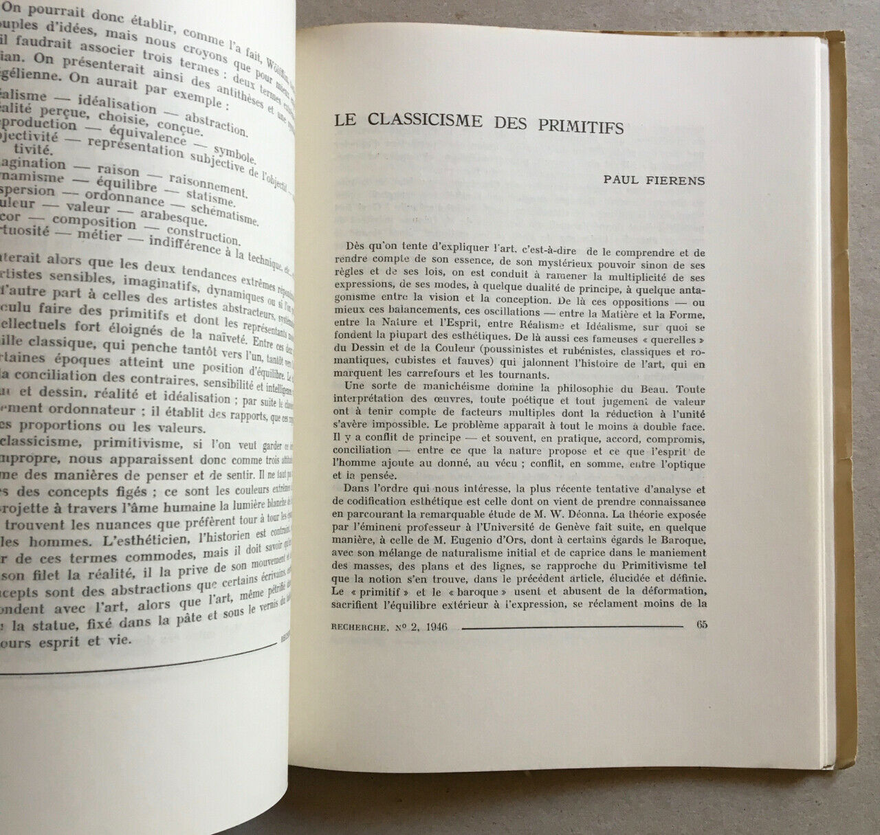 Research n° 2 — Primitivism &amp; classicism, 2 sides art history — 1946.