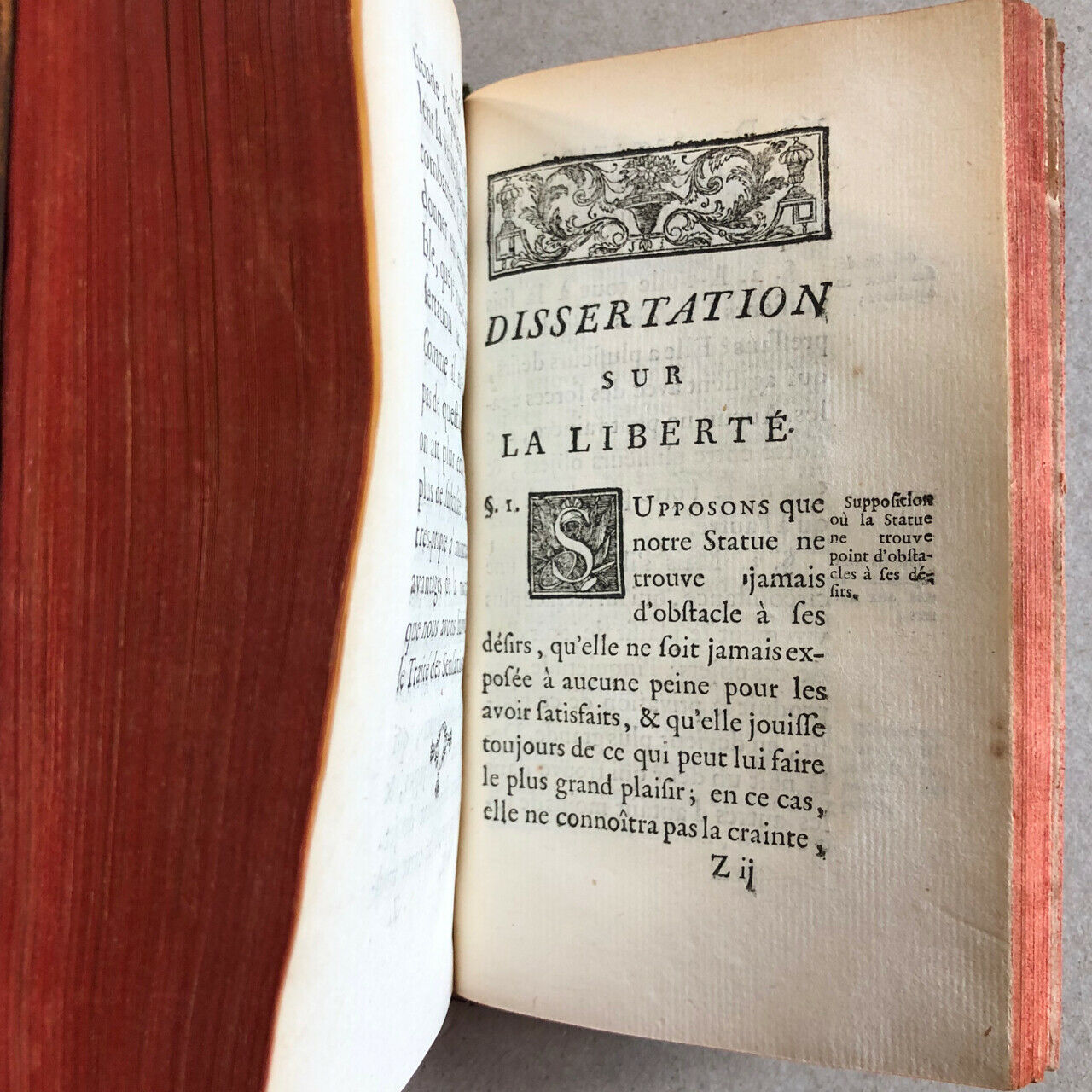 Condillac — Treatise on sensations — e.o. — arms binding — de Bure — 1754.