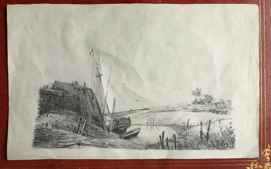 Anonymous — seascape — pencil drawing on paper — 25x14 — c. 1880