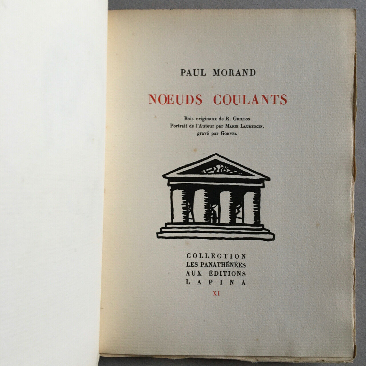 Paul Morand — Nœuds coulants — front. Laurencin — É.O. — ex. n° — Lapina — 1928.