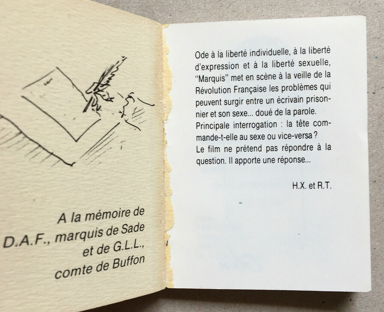 [Sade] Roland Topor Henri Xhonneux — Marquis — Booklet press kit — 1988