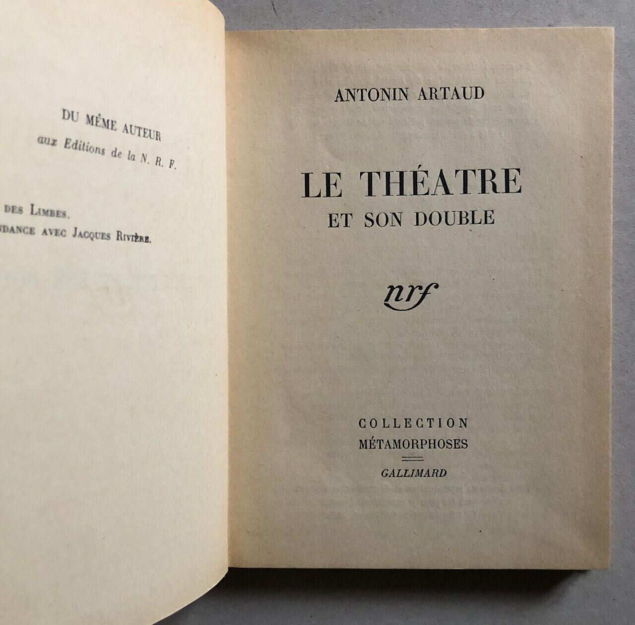 Antonin Artaud — Le Théâtre et son double — reliure Paul Bonet — GLM — 1944.