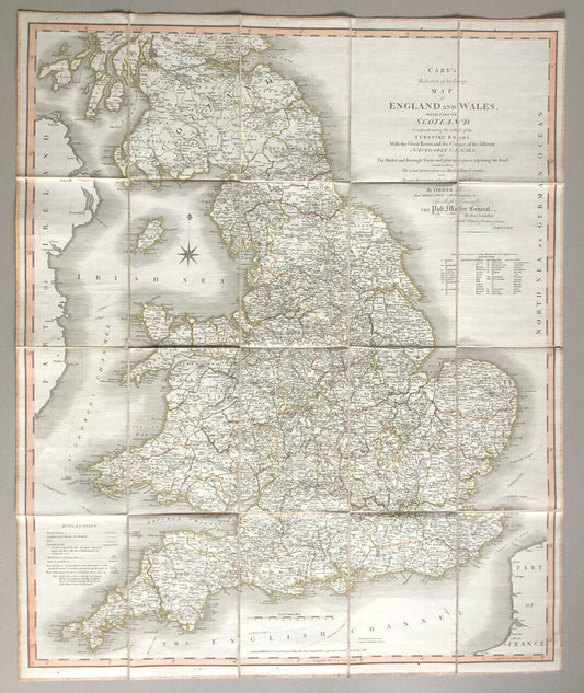 Cary's map of England & Wales w/ part of Scotland — Picquet — 78 x 65 cm. — 1816