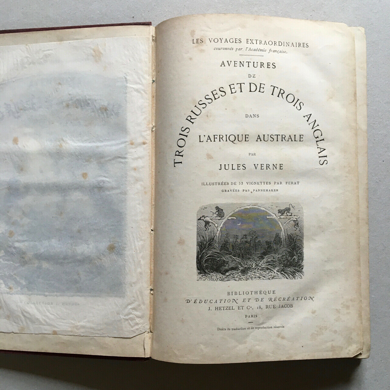 Jules Verne - Aventures de 3 Russes & 3 Anglais - reliure Hetzel aux initiales.