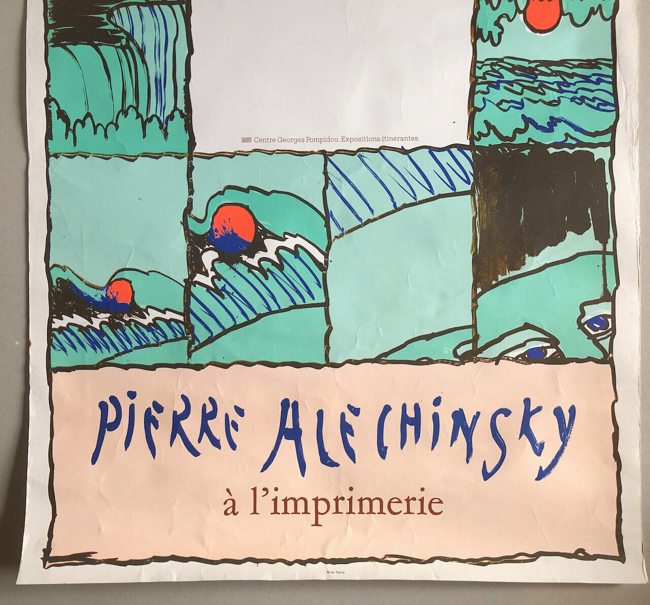 Pierre Alechinsky À l' Imprimerie — affiche lithographique — exposition Pompidou