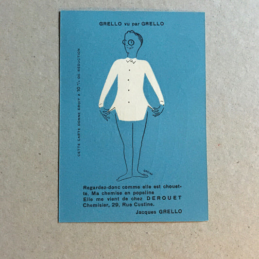 Jacques Grello — advertising card — photographer Montmarte / clothing store