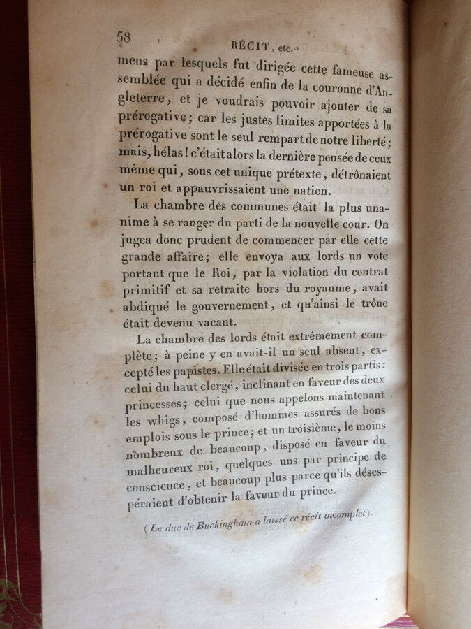 MEMOIRS OF SIR JOHN RERESBY/THE DUKE OF BUCKINGHAM - PICHON-BÉCHET - 1827.