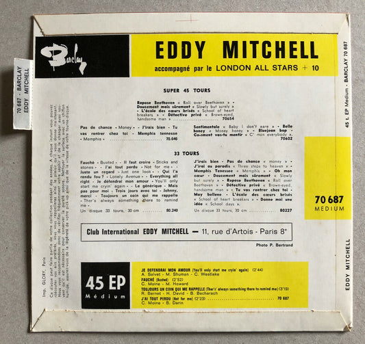Eddy Mitchell — Je défendrai mon amour + 3 — 7" 45 rpm — Barclay 70687 — 1964.